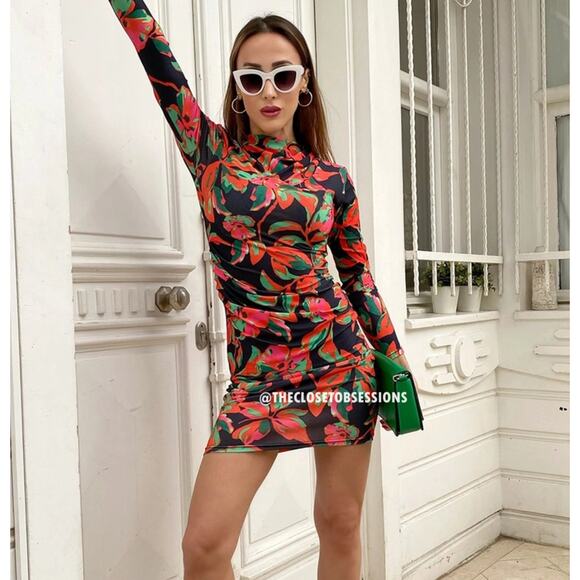 ZARA Blogger Fave Fitted Floral Mini Dress NWT | Size XL - Picture 6 of 16